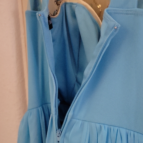 Elegant Blue and Gold Embellished Prom Dress - Picture 4 of 8